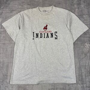 Cleveland Indians Shirt Mens XXL Gray Vtg 80s Logo 7 Chief Wahoo Embroidered